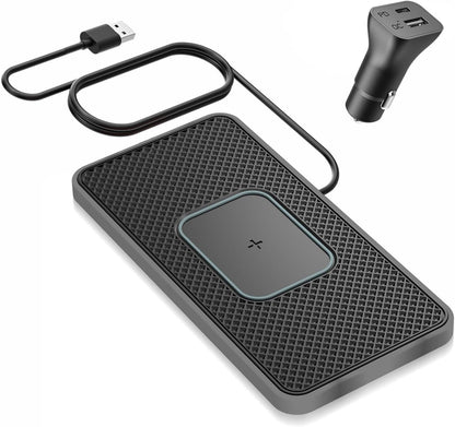 Wireless Charger Car Charging pad,SANMIDO Fast Wireless Phone Charger Cell Phone Non Slip Cordless Charging mat Compatible with iPhone 11/12/12/14/15 Galaxy S21/S22/S23/24 NOTE10 (C1P)