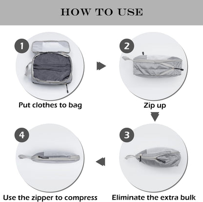 Suitcase Organizer Compression Packing Expandable Travel Suitcase Organizers, Grey 3 Pieces