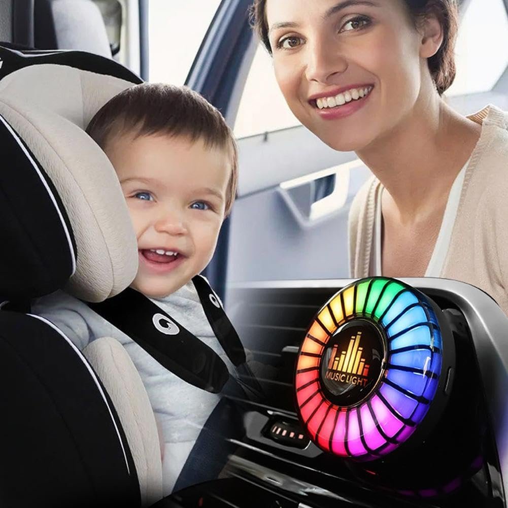 Car Atomosphere Light Vent Clip,RGB Sound Control Fragrance Light,Car Scents Air Freshener,Aromatherapy APP Remote Control Multicolor RGB Change Sound Active Car Gift (ocean)