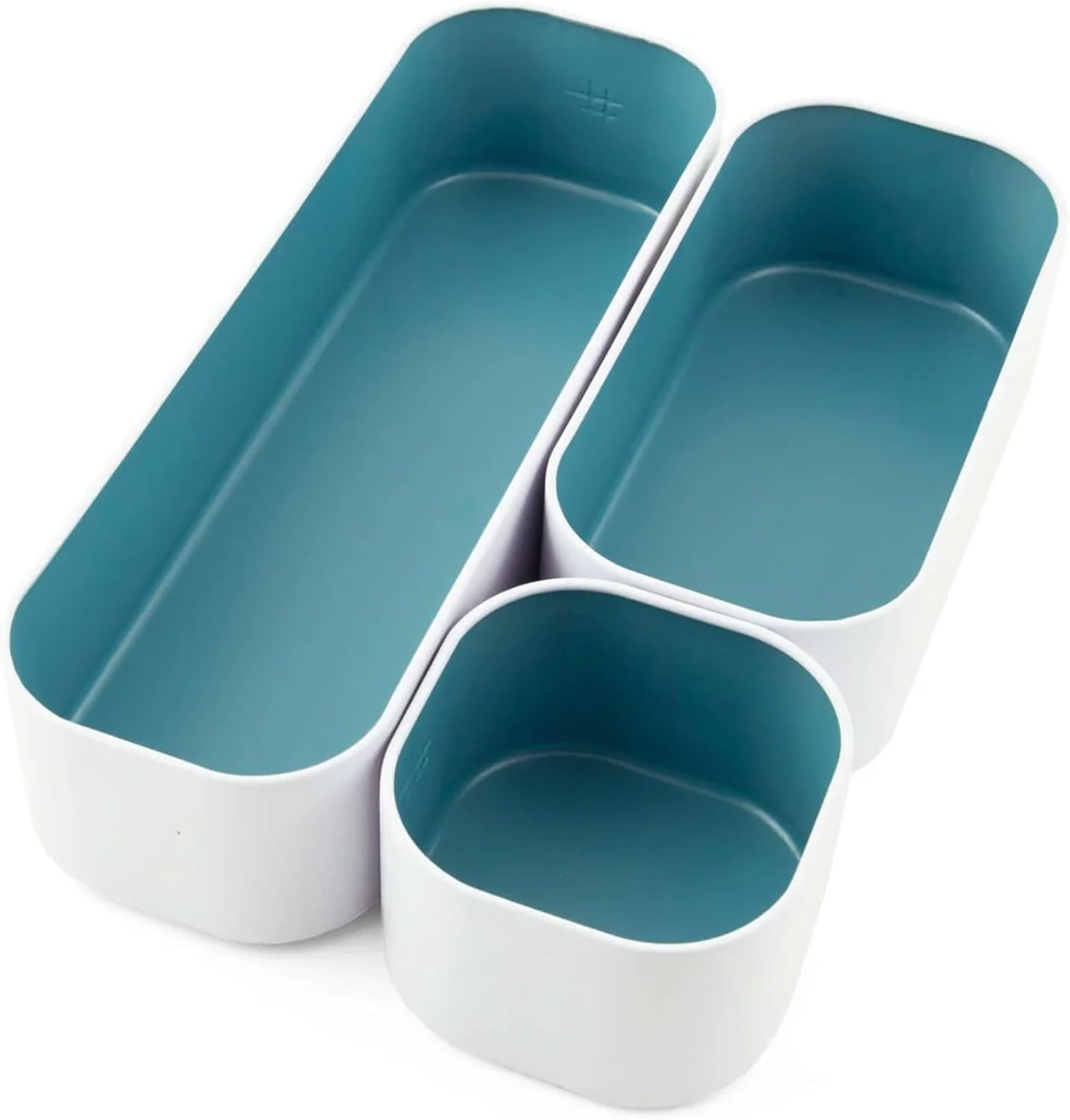 Three by Three Seattle 3 Piece Metal Stacking Bins + Drawer Organizers Set: Elevate Your Desk Organization with Playful Stackable Metal Organizers: Fun, Functional, and Stylish (Sky Blue)