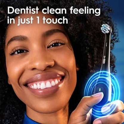 Oral-B iO Simple Clean Rechargeable Electric Powered Toothbrush, Night Black with 1 Gentle Care Brush Head and 1 Black Travel Case - Automatic Pressure Sensor to Protect Gums - 3 Modes - 2 Min Timer