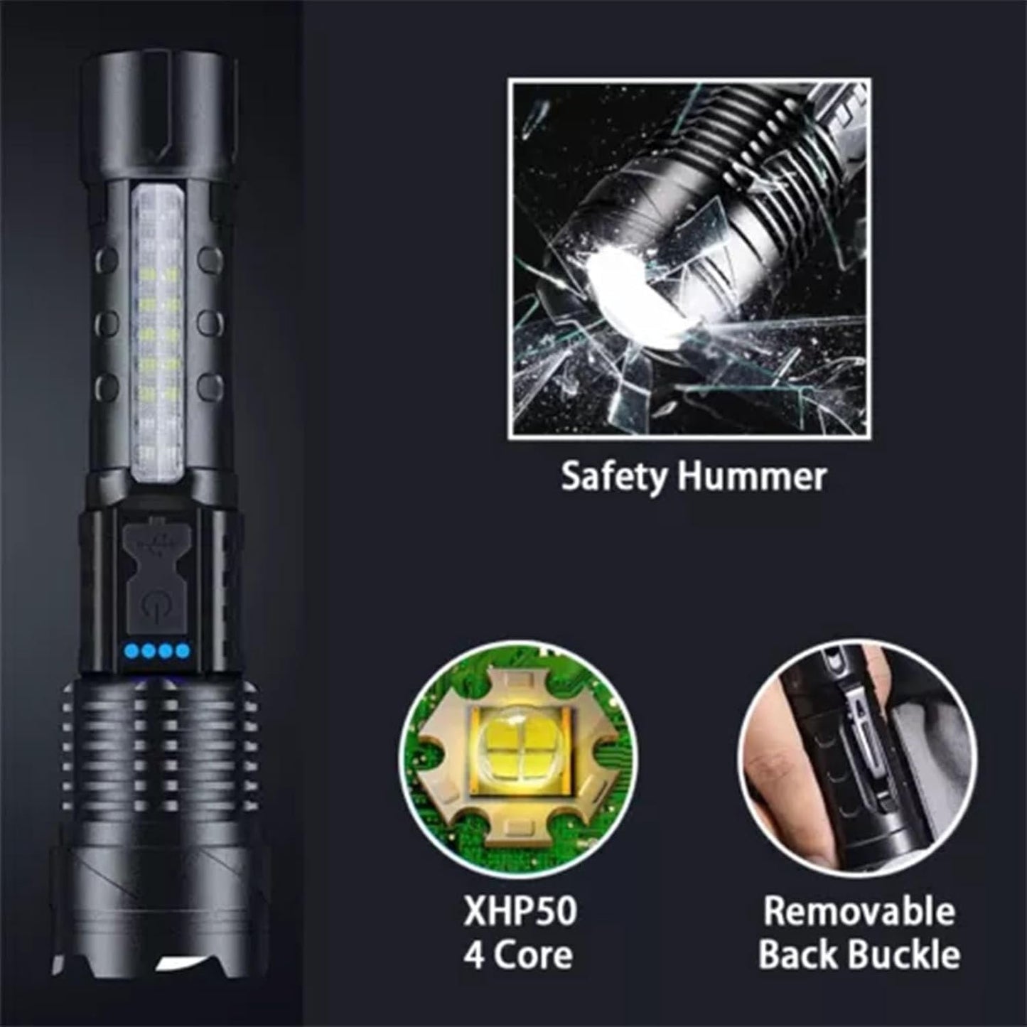 Economicalk Flashlight,A70 Tactical Flashlight,2024 New Upgraded A70 Tactical LED Flashlight,High Lumen Flashlight for Home Power Outage,Waterproof Rechargeable Flashlight with 7 Lighting Modes (2pc)