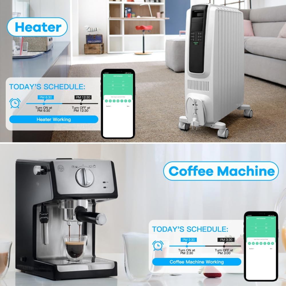 GreenSun WiFi Smart Socket, Smart Home Plug 16A, Energy Monitoring, Voice Control, Time Function, Compatible with Alexa & Google Home