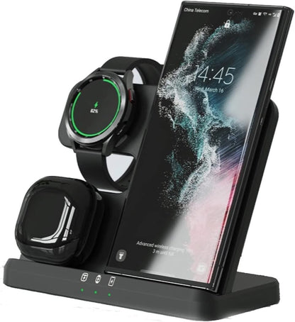 DGBAY Wireless Charging Station 3 in 1 for Samsung, Wireless Charger for Galaxy S25 S24 Ultra S23 S22 S21+ S20 S10 Note 20, Z Flip Fold 6,5,4 3,Galaxy Watch 7/6/5 Pro/4/3/Active 2,Buds 2