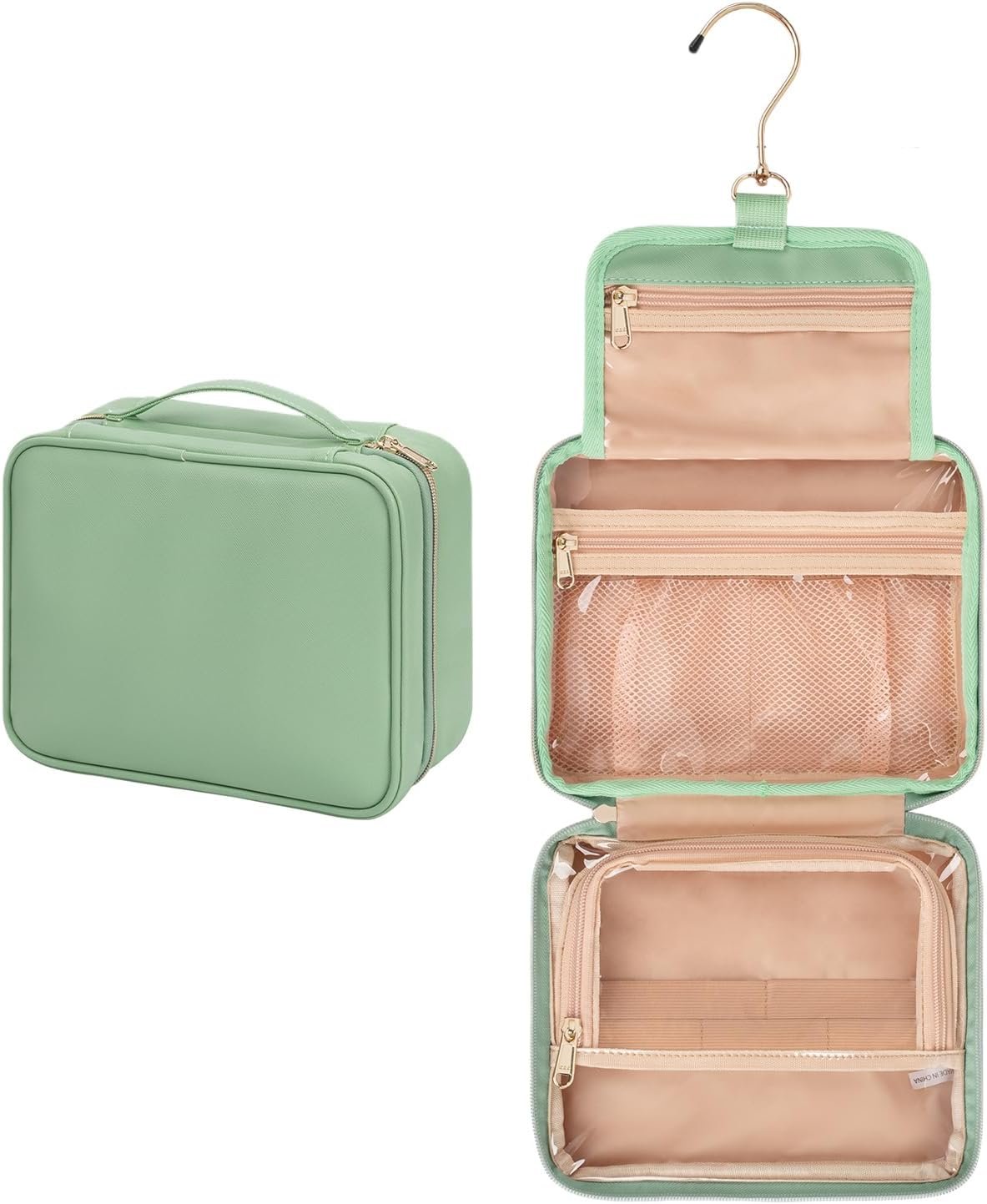 Travel Toiletry Bag with Hook, Hangable Foldable 3-Compartment Organizer, Portable Makeup Pouch with Handle, Spacious Travel Bag for Toiletries and, 1 Piece, Single Attribute, Se rÃ©fÃ©rer au
