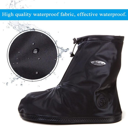 Rain Shoe Covers Waterproof Rain Boot Shoe Cover PVC Rubber Sole Reusable Anti-Slip Rain Snow Boots Overshoes Gear Shoes Durable Mud-Proof Shoe Protector for Cycling Outdoor Travel (Black, XL)