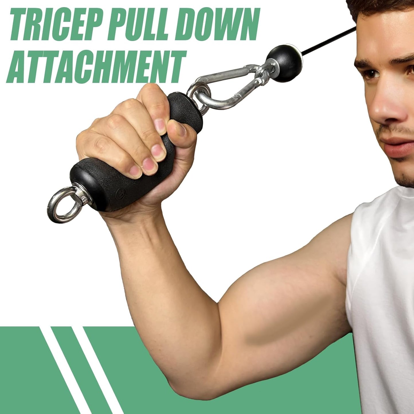 Cable Machine Attachment with Upgraded Ergonomic Gym Handles, LAT Tricep Rope Pull Down Attachment,Exercise Handles for Home Gym Workout