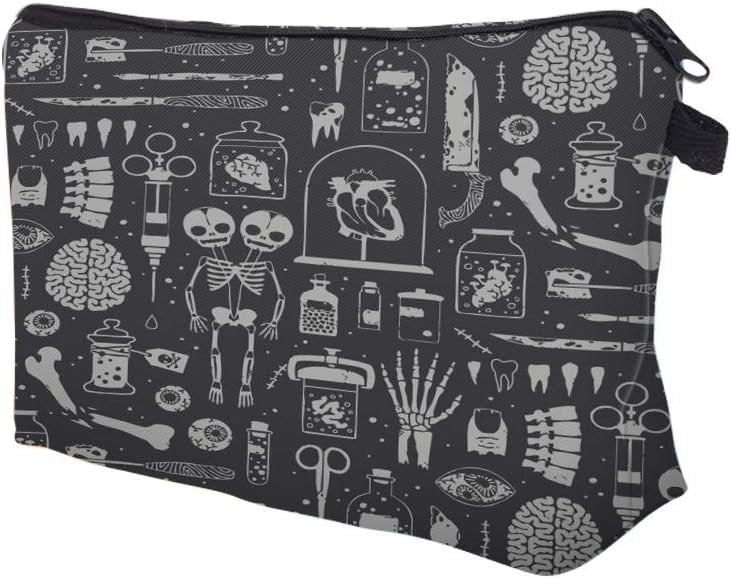 LOOMILOO Cosmetic Bag for Women, Adorable Roomy Makeup Bags Travel Water Resistant Toiletry Bag Accessories Organizer Cute Gifts (Skulls 52254)