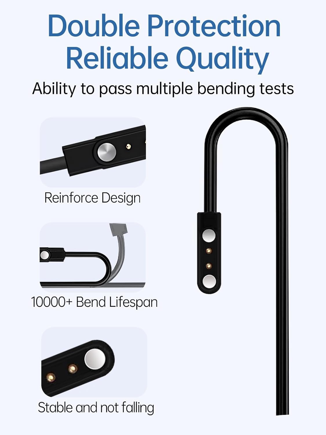 WUNIAK Charging Cable for Sanorum C5S Health Fitness Tracker for Men Women, Magnetic USB Flexible Charging Cable Accessories for Sanorum C5S Health Fitness Tracker for Men Women,(2 Pack)