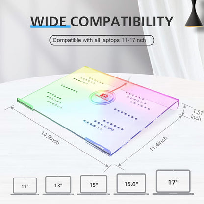 SELORSS Acrylic RGB Laptop Stand with USB Charger Desk Gaming Laptop Holder with Vents Stable Base - Compatible with10 to17 '' for Gamer Desktop Table Game Accessories