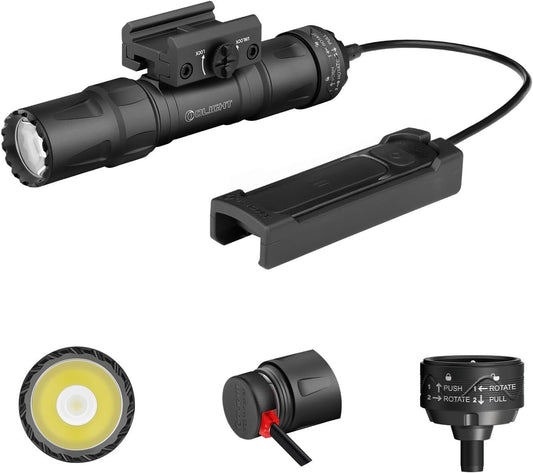 OLIGHT Odin S P 1500 Lumens Pictinny Mount Compact Flashlight with Double-Locked Remote Switch and Screw-Locked Rail Mount, Rechargeable Tactical Flashlight Powered by Batteries (BK)