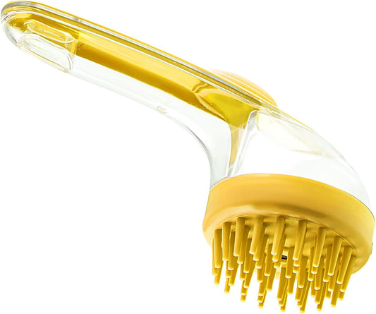 Dog Bath Brush, Pet Massage Brush with Shampoo Dispenser, Reusable Silicone Bristles, Gentle Cat Comb Cleaner, 7.48x2.76x3.74 Inches, Ideal for Small Animals, Kitten, Puppy