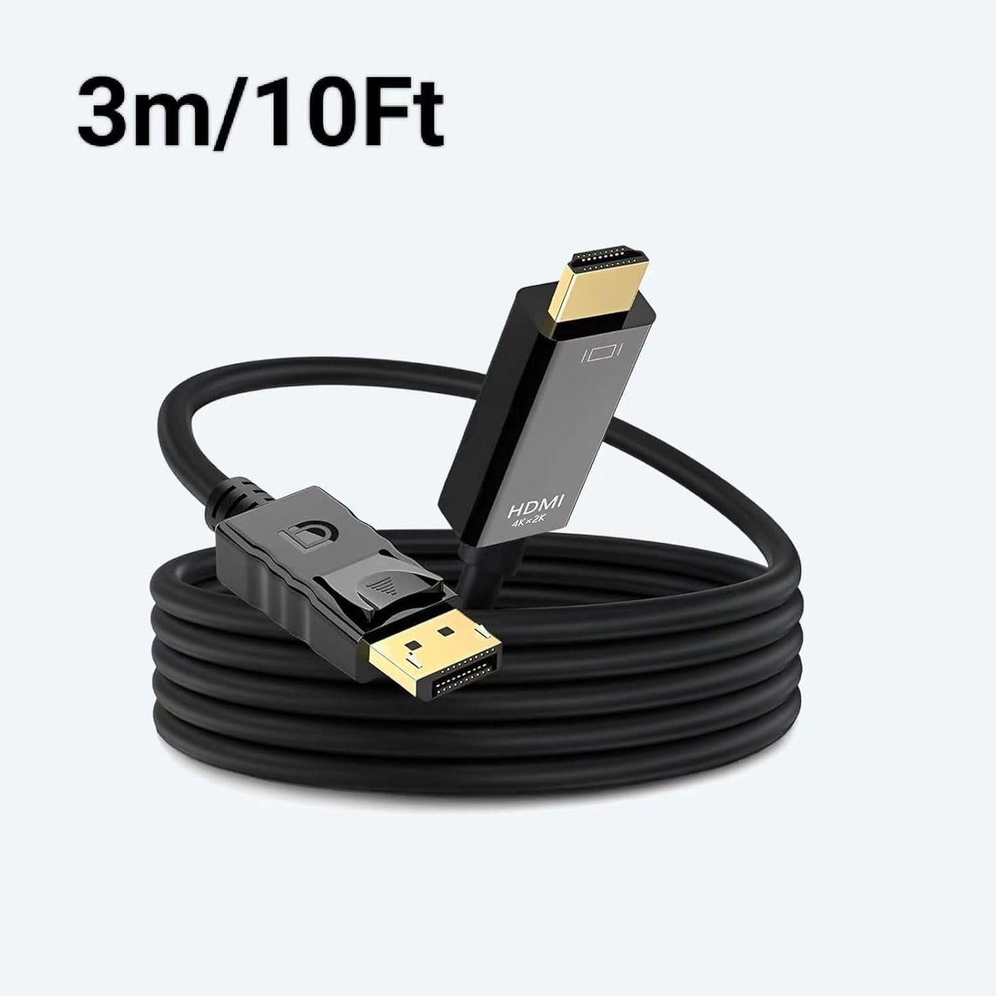 3M 4K DisplayPort to HDMI Cable Adapter, DP to HDMI Male Video UHD 4K@30Hz/2K@60Hz/1080P@120Hz DP to HDTV Uni-Directional Cord for Projector, Desktop, Dell, AMD, NVIDIA, Lenovo, ThinkPad
