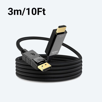 3M 4K DisplayPort to HDMI Cable Adapter, DP to HDMI Male Video UHD 4K@30Hz/2K@60Hz/1080P@120Hz DP to HDTV Uni-Directional Cord for Projector, Desktop, Dell, AMD, NVIDIA, Lenovo, ThinkPad