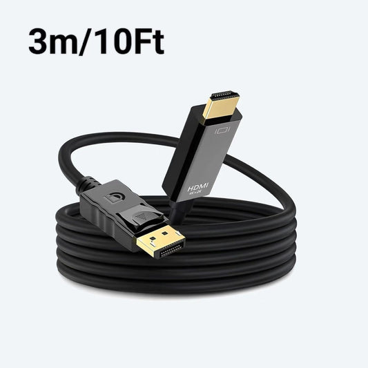3M 4K DisplayPort to HDMI Cable Adapter, DP to HDMI Male Video UHD 4K@30Hz/2K@60Hz/1080P@120Hz DP to HDTV Uni-Directional Cord for Projector, Desktop, Dell, AMD, NVIDIA, Lenovo, ThinkPad