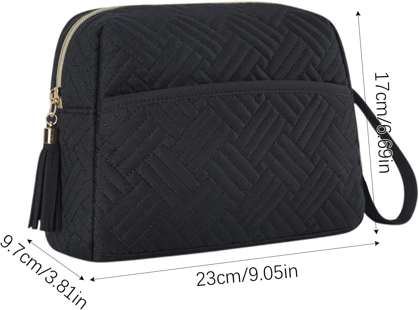 Large Capacity Makeup Bag, Waterproof Cosmetic Organizer with Strap, Travel Toiletries Pouch for Beauty Necessities, Brushes, Accessories, and Daily Use, Black, Please refer to description