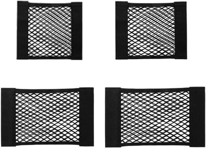 Naisfei Car Storage Net, 4 Pack Mesh Organizers Net, Universal Mesh Cargo Net,Wall Sticker Organizer Pouch Bag Storage Mesh Net for Car Trunk Storage Add On Organizers for Car Truck(25-50cm)