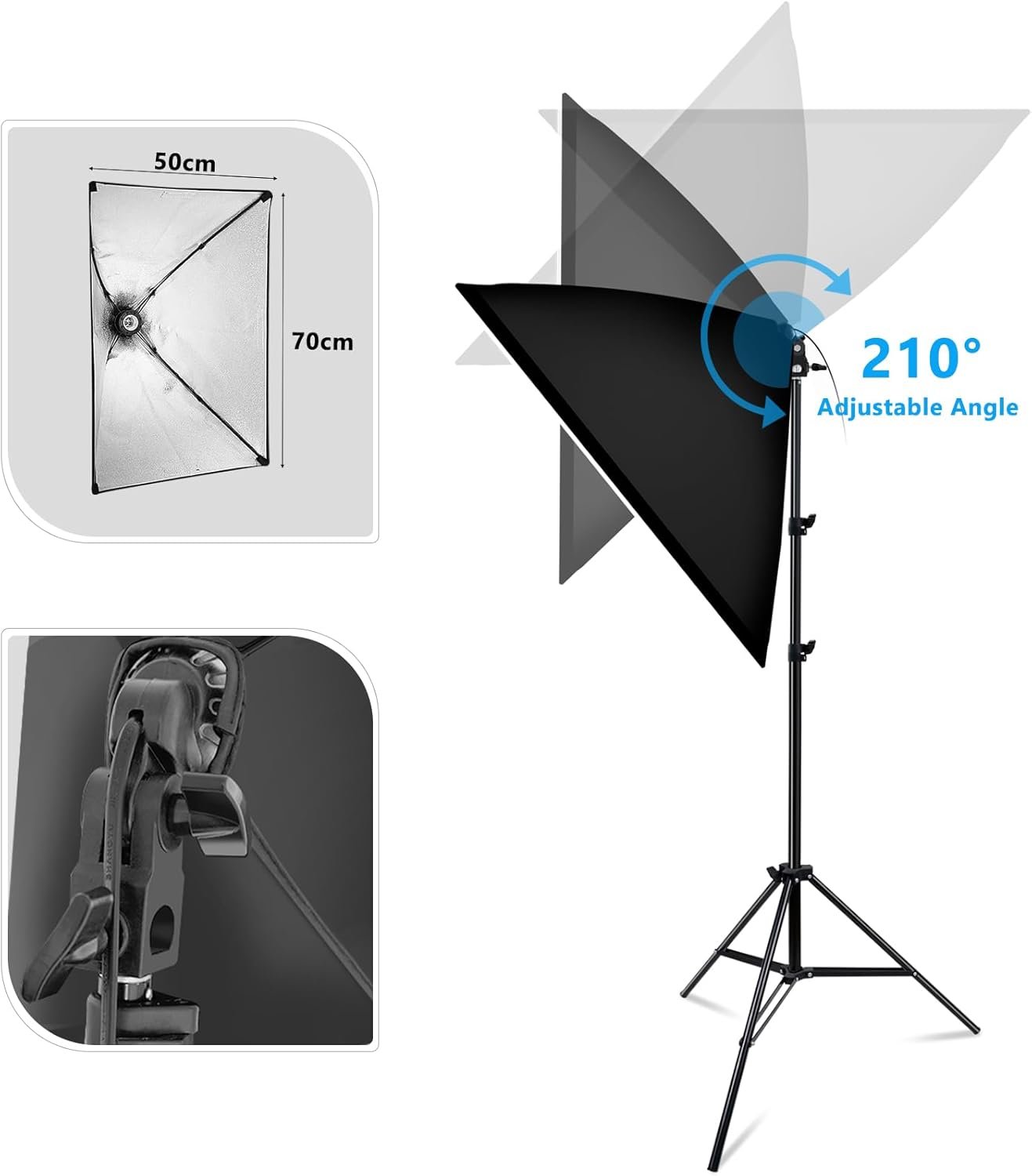 MSKIRA Softbox Lighting Kit 85W Bi-Color LED Dimmable Soft Box Light Stand Photography Continuous Light Studio Softboxes for Portraits, YouTube, Product Fashion Shooting