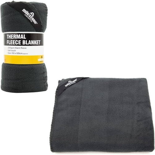 Milestone Camping 24680 Thermal Polar Fleece Blanket/Charcoal Colour / 150cm x 120cm / Great for The Campsite, Caravan Or Car