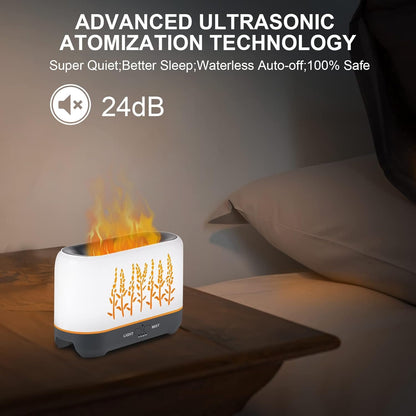 NEWYID Essential Oil Diffuser, 240ml Ultrasonic Flame Oil Diffuser, 3 Mist Mode 4 Timer Up to 12H of Continuous Aroma Waterless Auto-Off Aromatherapy Diffuser for Home Office