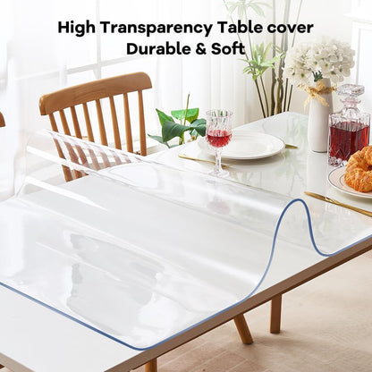 Thick Vinyl Clear Table Cover PVC Mat Pad Plastic Tablecloth 42x64 in Dining Living Room Party Table Top Protector Heavy Duty Easy Clean