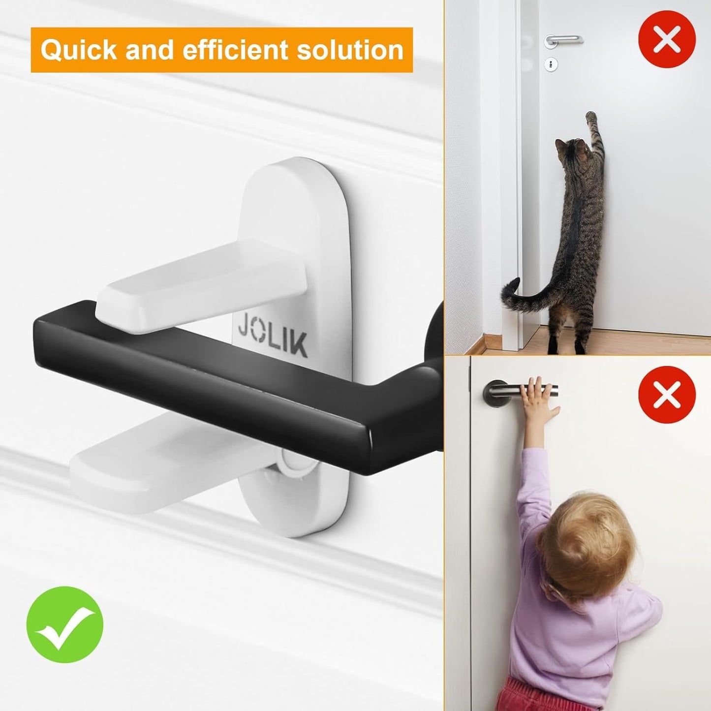 Jolik Improved Childproof Door Lever Lock(3 Pack)& Handles Premium Bonding Adhesive - door handle child proof