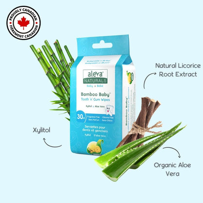 Aleva Naturals Bamboo Baby Tooth and Gum Wipes - Gentle and Easy to Use, Healthy Child Care, Natural and Vegan Wipes, Formulated with Xylitol- Mega Pack- 30 Count X 12 (360 Wipes Total)