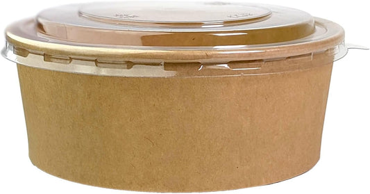 MU-ECO Biodegradable, Reusable, Recyclable, Non-Toxic, Dishwasher-Safe & Microwave-Safe Kraft Paper Bowl Soup Cups Without Lid (Lid Sold Separately), 1100ml, 300 Count Brown