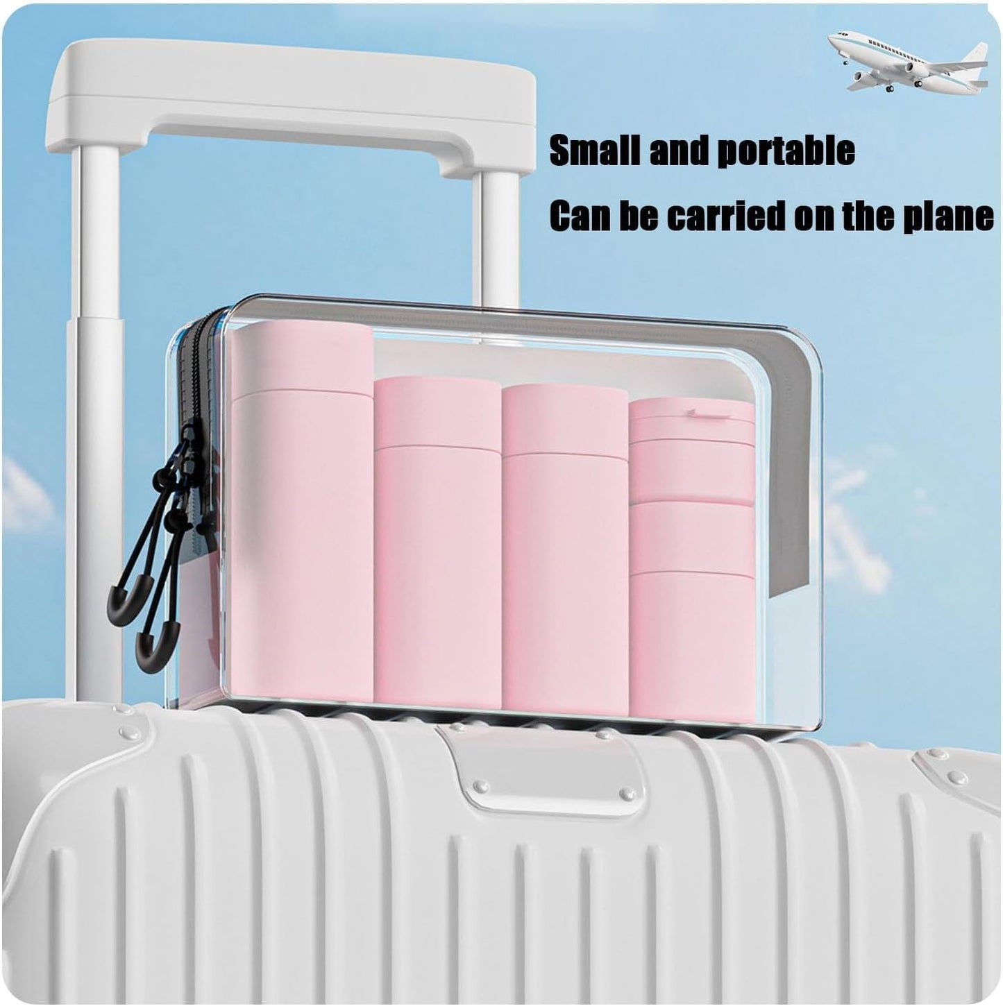 Shengsenfu Bottles for Toiletries, 5 Pack Travel Size Containers Silicone Travel Bottles Set with Clear Zipper Toiletry Bag, Leakproof Refillable Squeeze Containers for Shampoo (White)