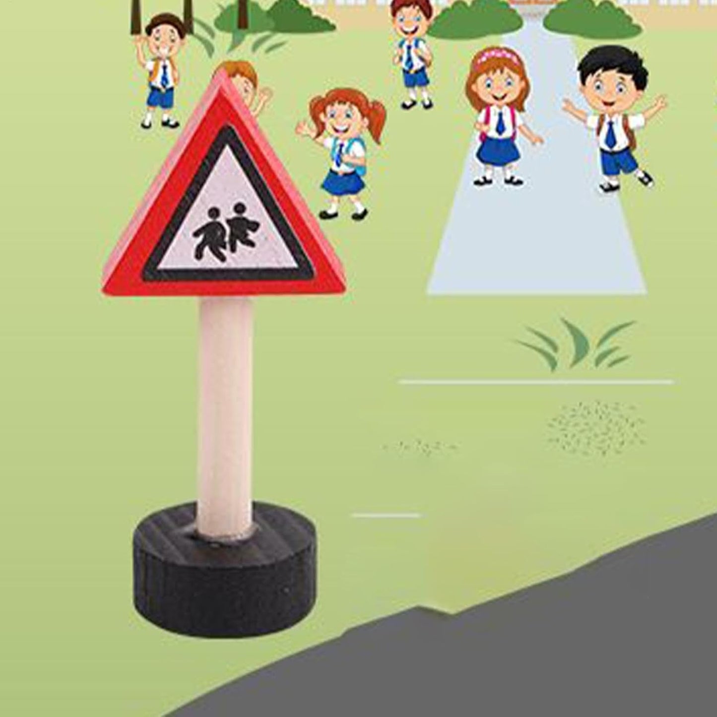 Kidstraffic Road Signs, 16x Street Traffic Signs Play Toy, Early Learning Game, Crosswalk Signal Blocks, Wooden Stop Safety Game For Education, 9.06x7.09x1.18 Inches