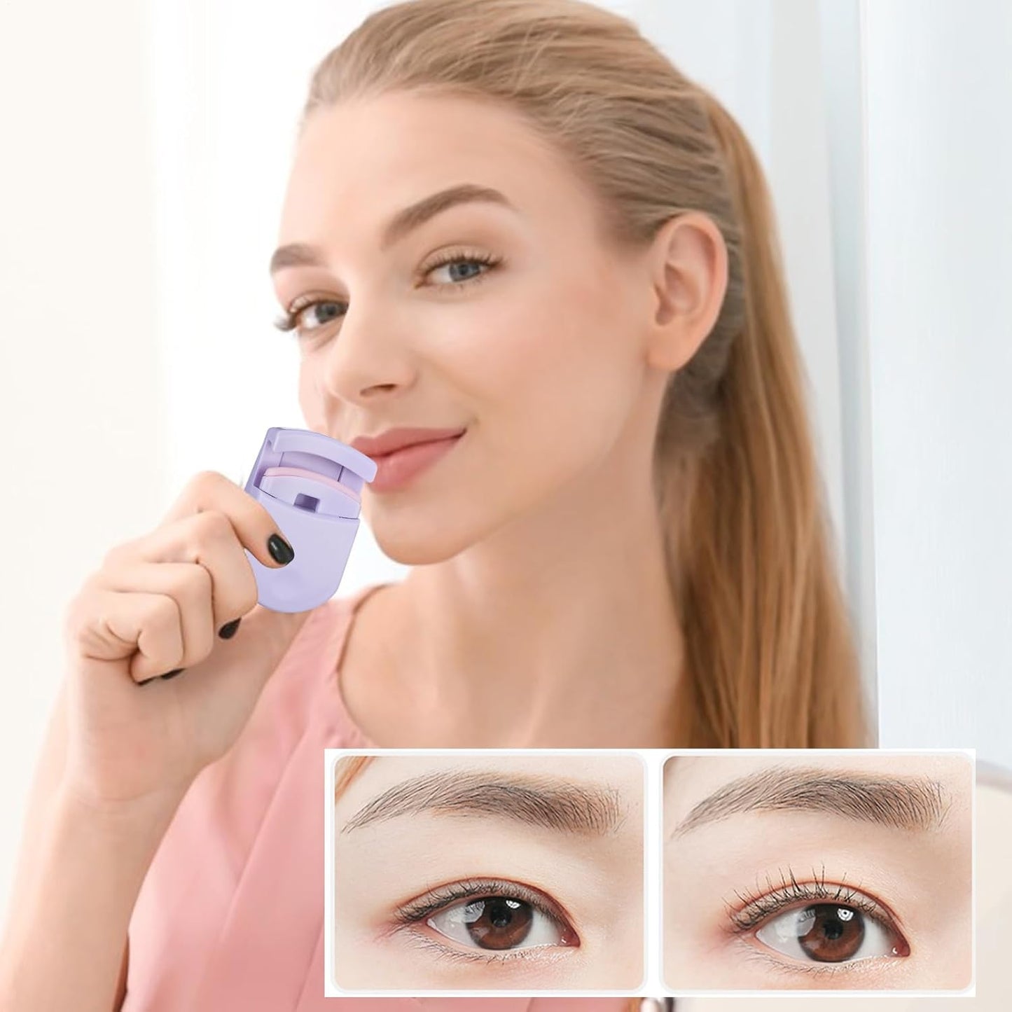 Eyelash Curlers, Natural Curl Beauty Tool, Precision Eyelash Lift Device, Anti Pinching Grip Handle, With Bonus Replacement Pad, Excellent for Travel Makeup Routine