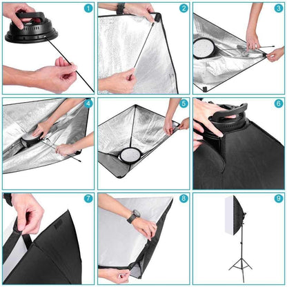 Vivider (TM) 2PCS Softbox Photography Continuous Lighting Kit 20"X28" Professional Photo Studio Equipment with 2M Adjustable Stand and Dimmable, Color Temperature Adjust LED Bulb for Video Filming Portraits