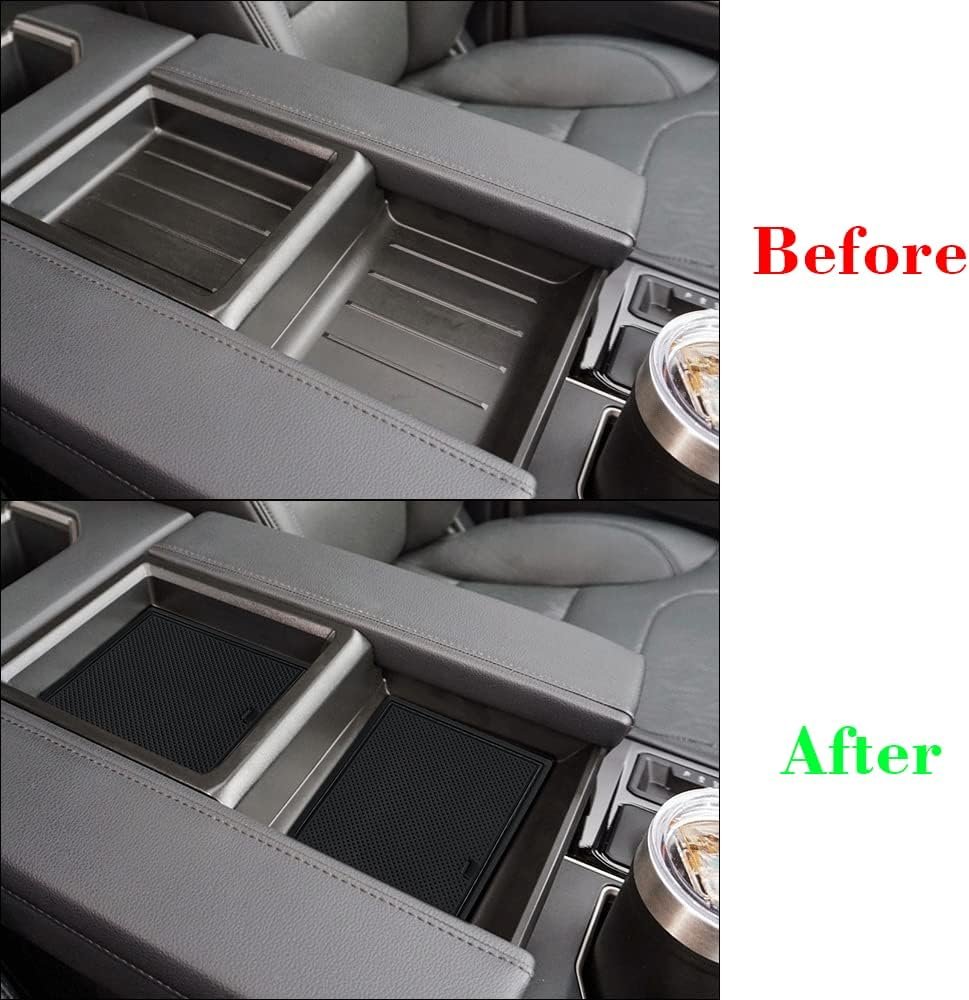 Muslogy fits Tundra Accessories 2022 2023 2024 Premium Custom Interior Non-Slip Anti Dust Cup Holder Inserts 30 Pcs Set Center Console Liner Door Pocket Liners Compatible with Tundra 2022-2025 (Black)
