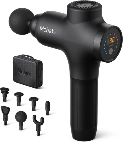 Mebak 3 Professional Muscle Massage Gun Massage Gun Deep Tissue Body Pain Relief Electric Silent Massager 3200RPM 7 Head 5 Speed 12 mm Width