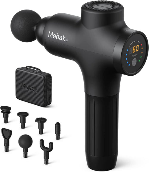 Mebak 3 Professional Muscle Massage Gun Massage Gun Deep Tissue Body Pain Relief Electric Silent Massager 3200RPM 7 Head 5 Speed 12 mm Width