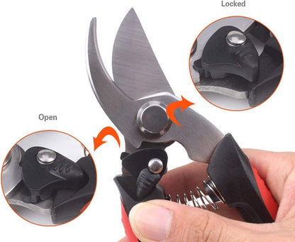 VASLON 3 Pack Garden Pruning Shears,Stainless Steel Garden Shears,Garden Scissors,Garden Clippers,Pruning Snips,Branch Cutters Tree Trimmer with Safety Lock and Shock-Absorbent Spring