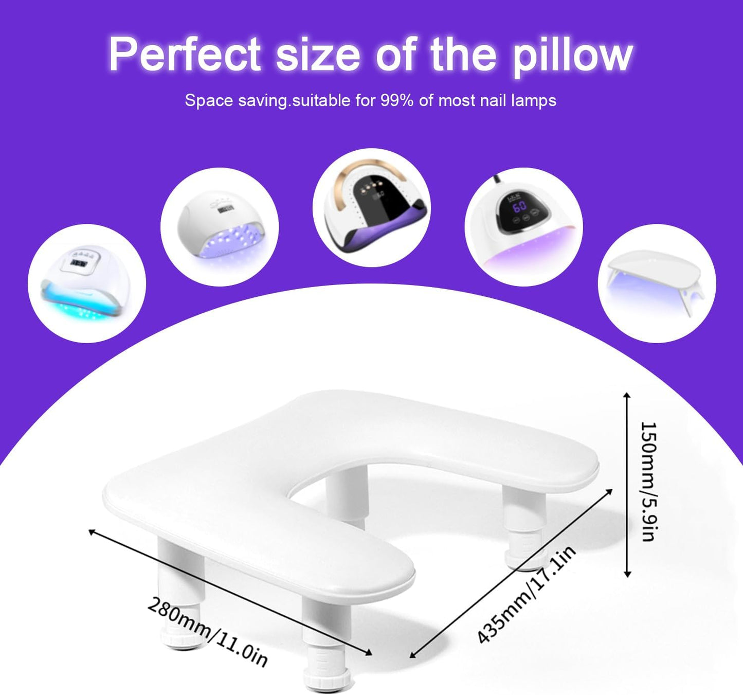 REASOR Adjustable Height Arm Rest for Nails,15° Tilted Design, PU Leather Memory Foam Cushion, Ideal for Nail Technicians and Nail Care, Large Bottom Space, Fits 90% of Nail Dryers, Portable and Easy to Store