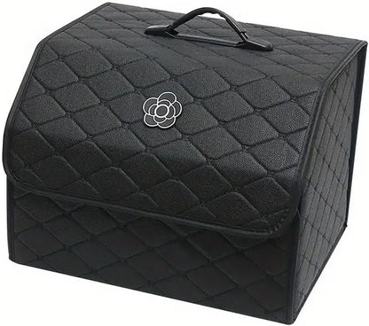 AIMALL Quilted Car Trunk Organizer, Multifunctional Storage Box for Women, Stylish Black
