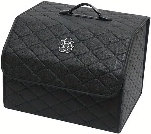 AIMALL Quilted Car Trunk Organizer, Multifunctional Storage Box for Women, Stylish Black