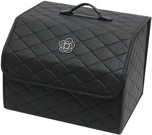 AIMALL Quilted Car Trunk Organizer, Multifunctional Storage Box for Women, Stylish Black
