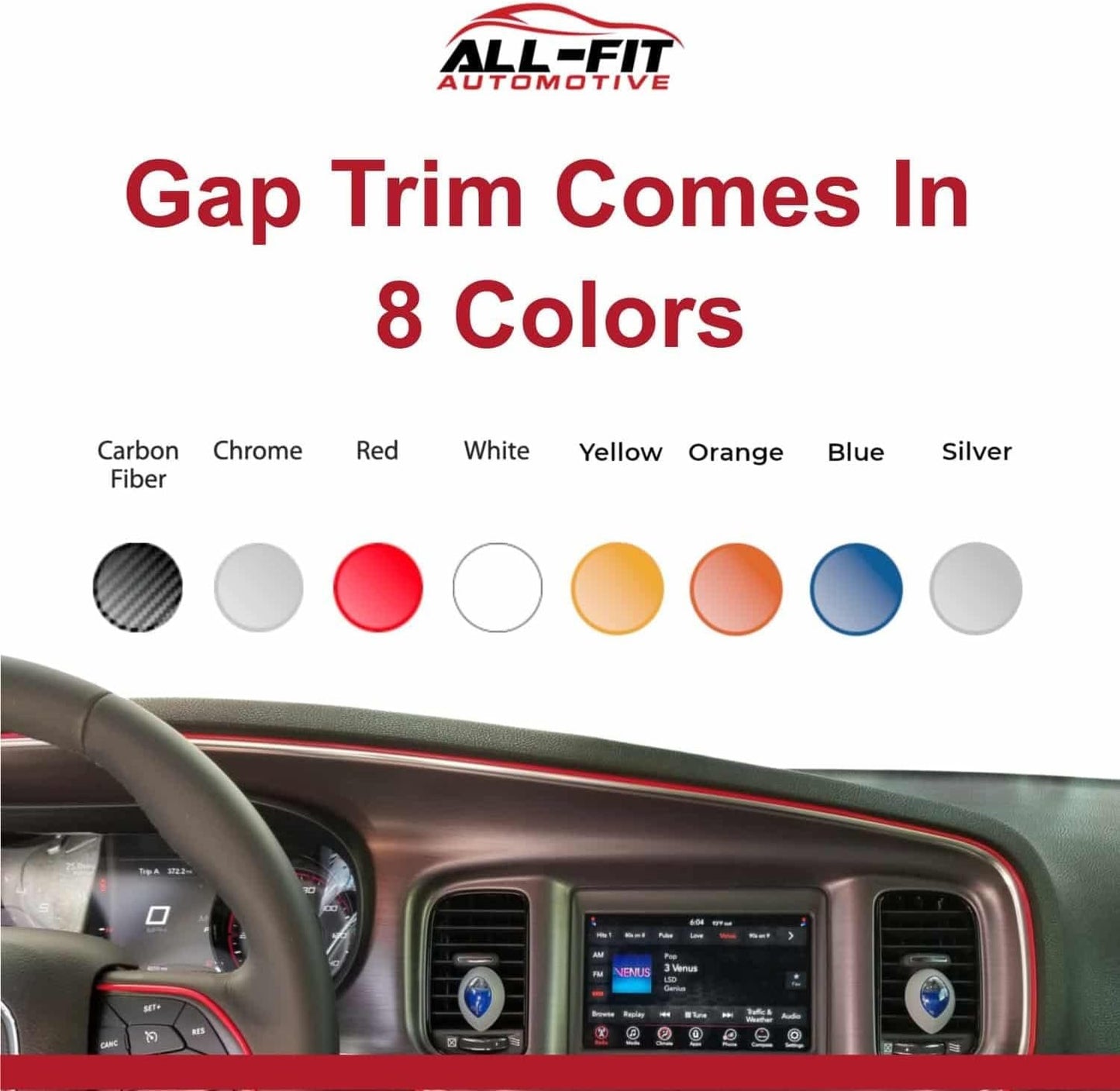 All-Fit Automotive Car Gap Filler â€“ 10 Ft Red Trim Molding for Car Accessories Interior â€“ Universal, Flexible Car Interior Accessories for Dashboards, Panels, & Air Vents â€“ Easy DIY Installation
