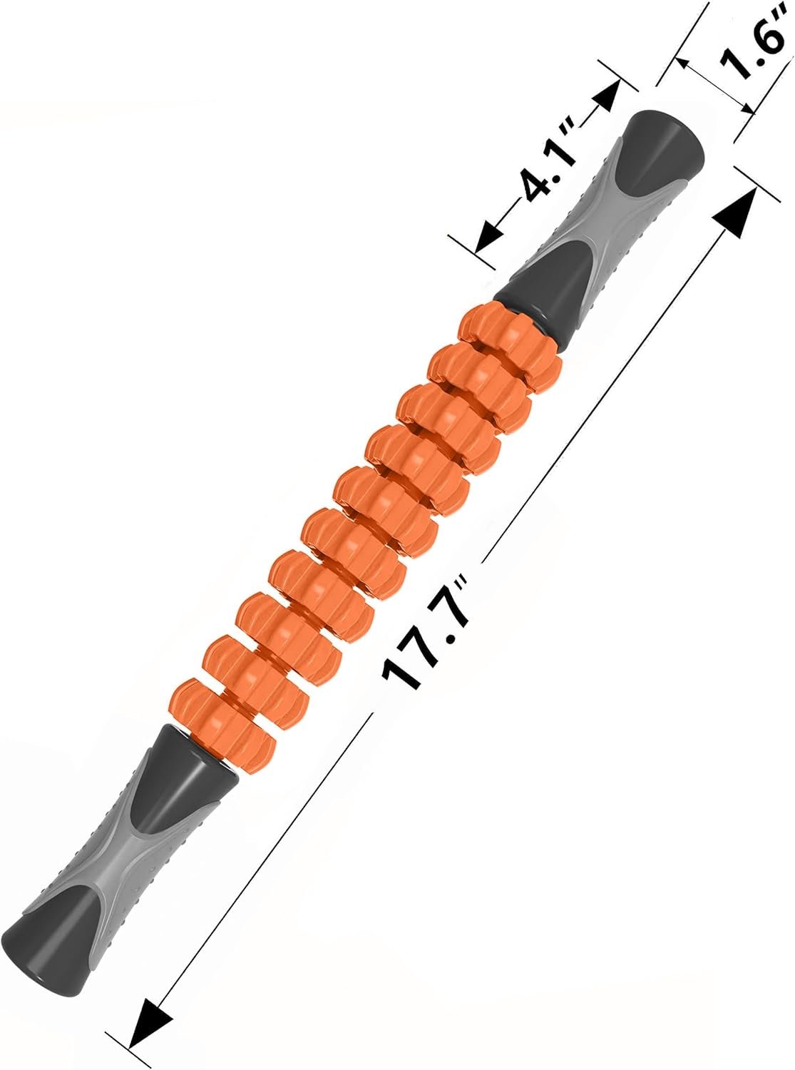 Kamileo Athlete Muscle Roller, Fascia Muscle Roller Releases Fascia to Reduce Pain, Cellulite Massager,Massage Tool to Relieve Soreness and Stiffness of Body Parts Calves, Thighs, Shoulders(Orange)