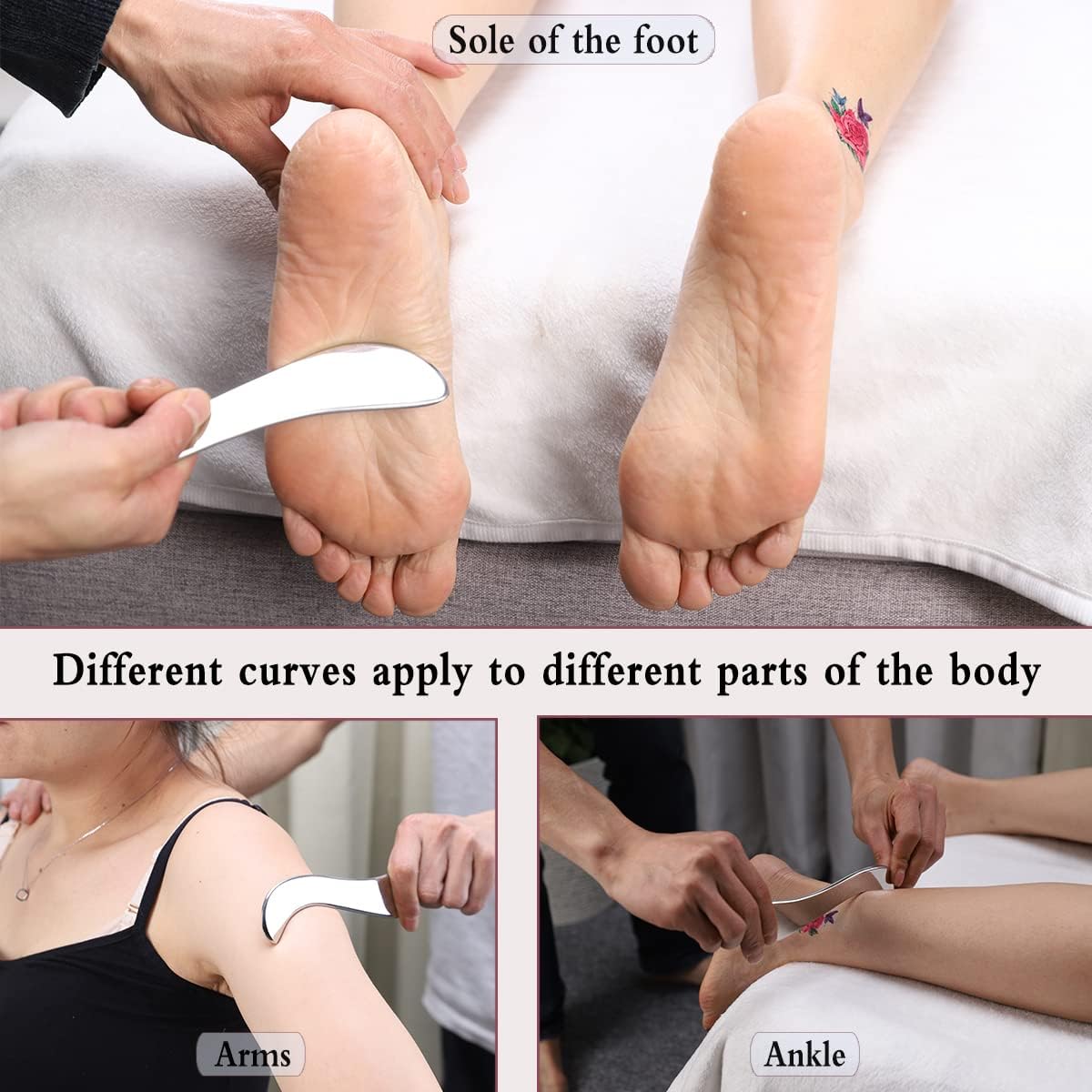 Stainless Steel Gua Sha, Metal Guasha Scraping Tool, Muscle Scraper for Deep Tissue/Fascia/Face/Scar, IASTM Tool for Body Plane, Therapy Massage Tools for Body Shaping