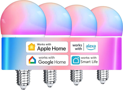 sailsco Matter Smart Bulb, E14 WiFi Smart LED Light Bulb Compatible with Alexa and Smart Life, Multi-Colour, RGB & 2700K-6500K, Dimmable, 4.9W Equivalent 40W, Voice Control, G45 470LM, Pack of 4