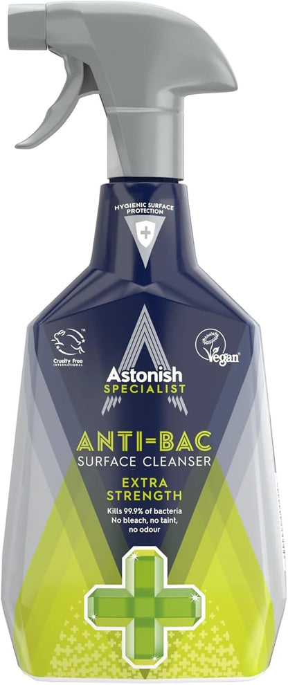 Astonish Antibacterial Surface Cleaner (750ml) - Spray and Wipe Antibacterial Cleaner - Extra Strength Antibacterial Spray