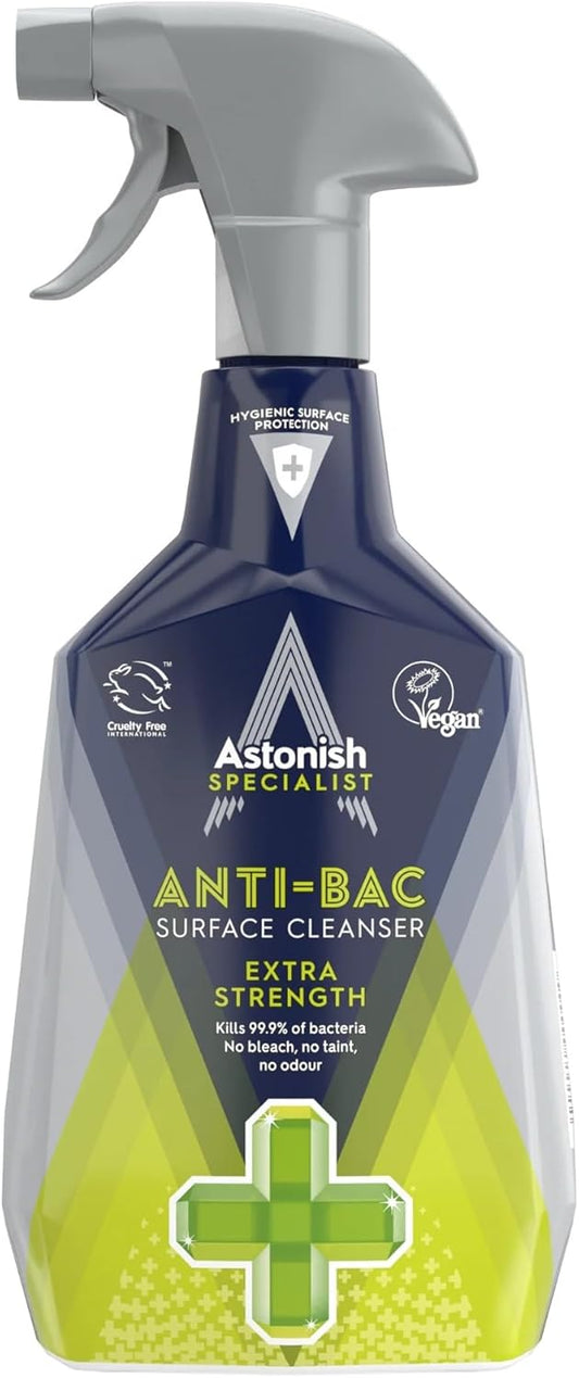 Astonish Antibacterial Surface Cleaner (750ml) - Spray and Wipe Antibacterial Cleaner - Extra Strength Antibacterial Spray