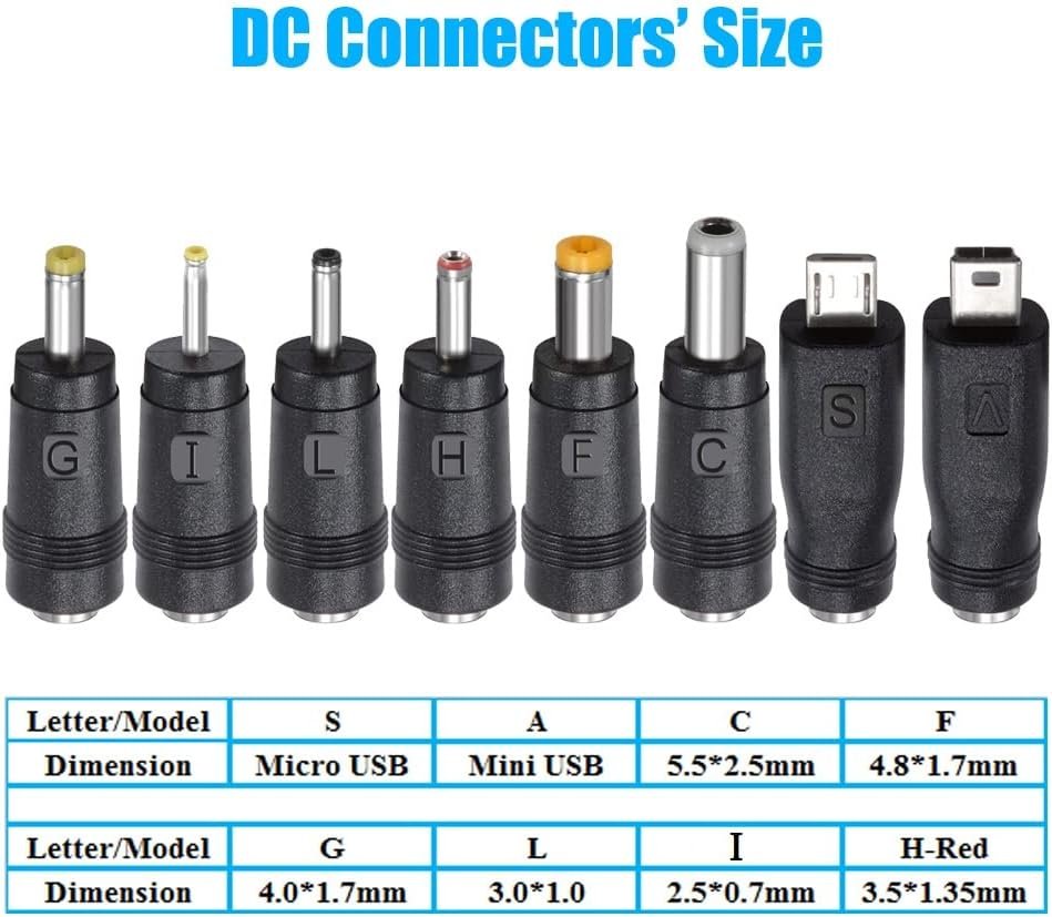 SoulBay 5V Power Supply AC100-240V to DC 5 Volt 2Amp Adapter Versatile Charger Cord 10W w/ 8 Tips, for USB Hub, TV Box, Tablet, Camera, BT Speaker, GPS, Webcam, Router and More 5V Electronics