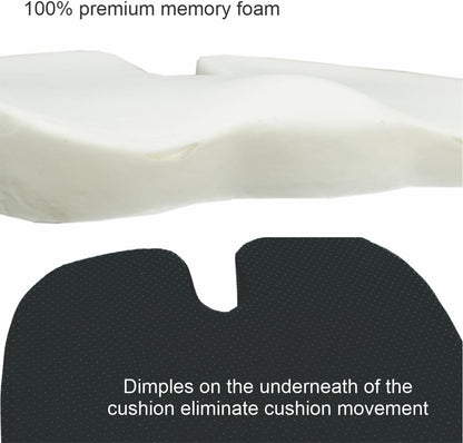 Bodyassist Coccyx Comfort Memory Foam Seat Cushion, Ergonomic Design, Breathable Cover, for Office, Travel and Home