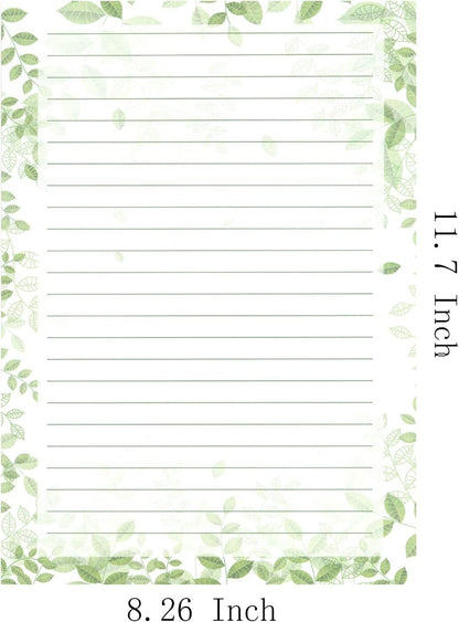 IMagicoo 52 Lined Writing Stationery Paper, Beautiful Designs for Writing Letter, Notes, Invitations, Craft, 4 Different Style (11.7 x 8.26")