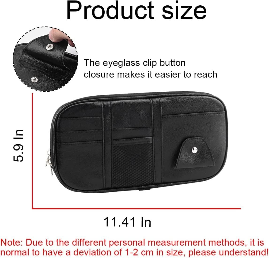 Car Sun Visor Organizer, Sunglass Holder and Storage Pocket, Card Cash Pouch with Multi-Pocket Net Zipper, Case Bag for License Pen Key, Auto Interior Accessories for Truck, SUV, Van (Gray)